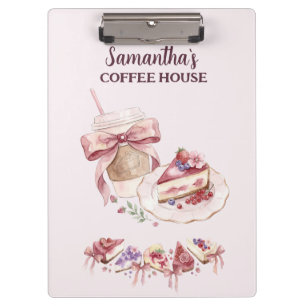 Blush Pink Watercolor Patisserie Cafe Branding Clipboard