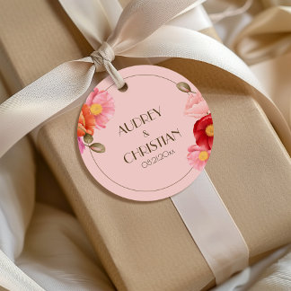Blush Pink Watercolor Poppy Wedding Favor Tags