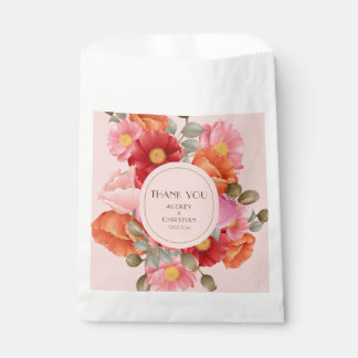 Blush Pink Watercolor Poppy Wedding Favour Bags