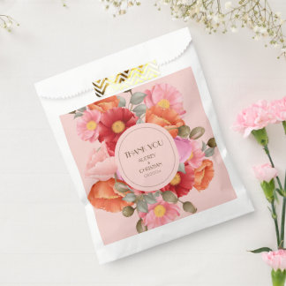 Blush Pink Watercolor Poppy Wedding Favour Bags