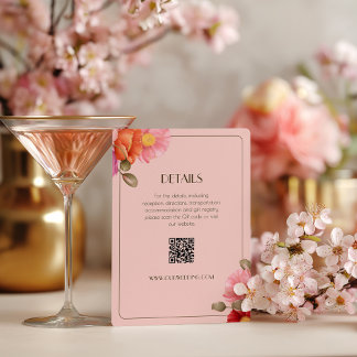 Blush Pink Watercolor Poppy Wedding Response Card