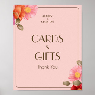 Blush Pink Watercolor Poppy Wedding Tabletop Sign