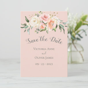 Blush Pink Watercolor Romantic Floral Wedding Save The Date