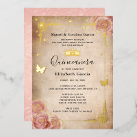 Blush Pink Watercolor Rose Gold Quinceañera