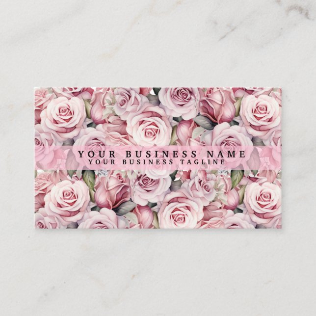 Blush Pink Watercolor Roses Business Cards (Front)
