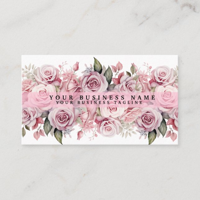 Blush Pink Watercolor Roses Business Cards (Front)