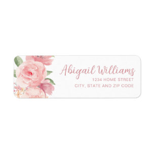 Blush Pink Watercolor Roses Return Address Label