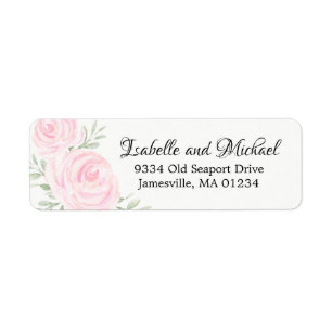 Blush Pink Watercolor Roses Return Address Labels