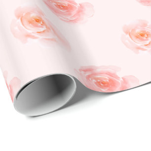 Blush Pink Watercolor Roses Wrapping Paper