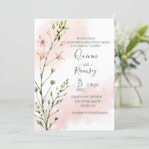 Blush Pink Watercolor Script Wedding Invitation
