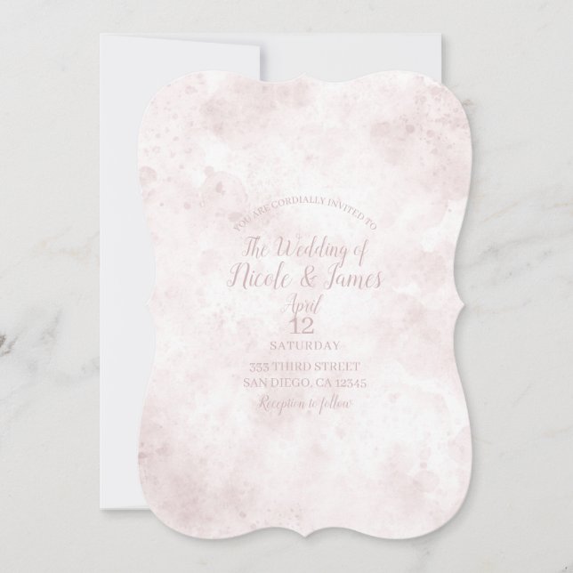 Blush Pink Watercolor Stain Modern Glam Wedding Invitation (Front)