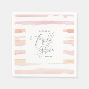 Blush pink watercolor stripe Bridal shower Napkin