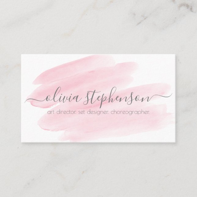 Blush Pink Watercolor Swash Business Card (Front)