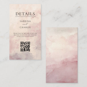 Blush Pink Watercolor Wash QR Code Wedding Enclosure Card