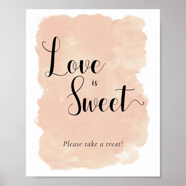 Blush Pink Watercolor Wedding Dessert Table Sign (Front)