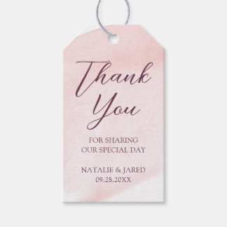 Blush Pink Watercolor Wedding Favour Thank You Gift Tags