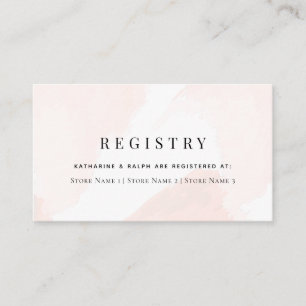 Blush Pink Watercolor Wedding Gift Registry Enclosure Card