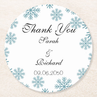 Blush Pink, Watercolor Wedding Thank You   Round Paper Coaster