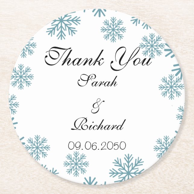 Blush Pink, Watercolor Wedding Thank You   Round Paper Coaster (Front)