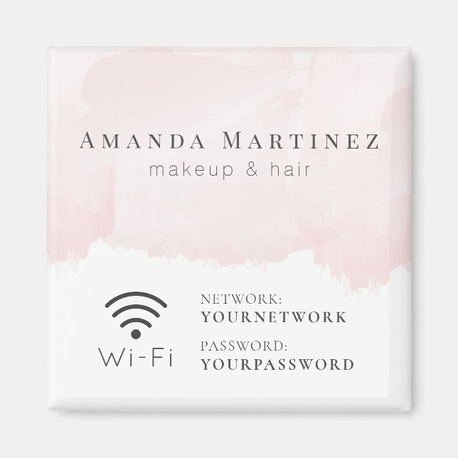Blush Pink Watercolor Wi-Fi Sign Magnet (Front)