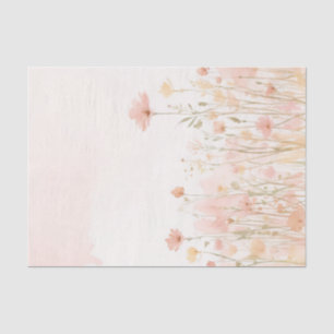 Blush Pink Watercolor Wildflowers Decoupage Tissue Paper