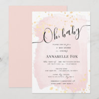 Blush Pink Watercolor x Gold Splatters Baby Shower