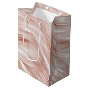 Blush Pink Wavy Streaks Wedding Medium Gift Bag