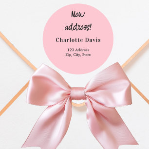 Blush pink we have moved new address classic round sticker