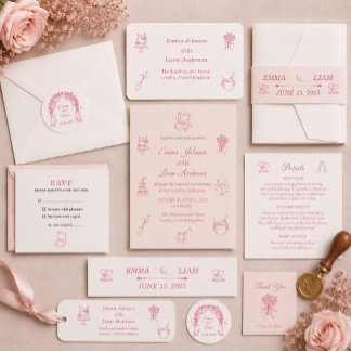 Blush Pink Wedding Belly Band Wrap Invitation Belly Band