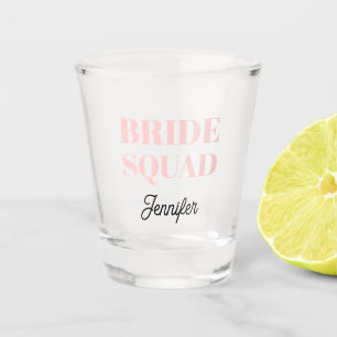 Blush Pink Wedding Bride Squad Personalized Shot Glass