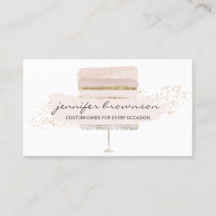 Blush Pink Wedding Cake Logo Occasion Party Sweets Business Card