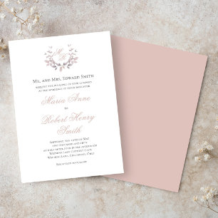 Blush Pink Wedding Calligraphy Script Monogram Invitation
