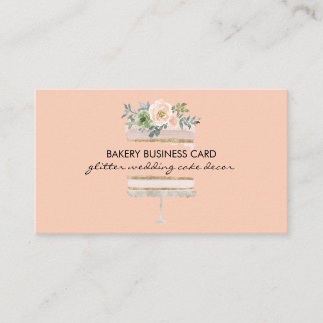 Blush Pink Wedding Celebration Party Cake Maker Business Card (Front)