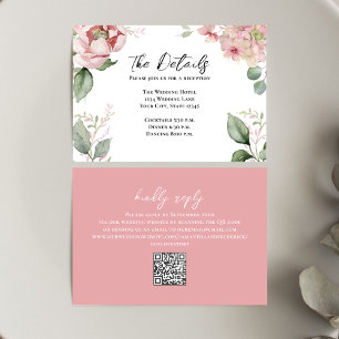 Blush Pink Wedding Details Floral  Enclosure Card