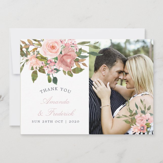 Blush Pink Wedding floral Thank You photo (Front)