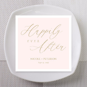 Blush Pink Wedding Keepsake: Happily Ever After Napkin
