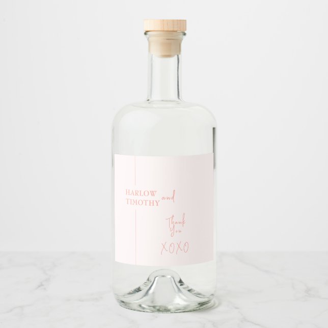 Blush Pink wedding  Liquor Bottle Label (Front)