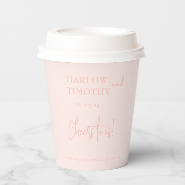 Blush Pink Wedding Paper cups (Front)