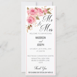 Blush Pink Wedding Program Invitation
