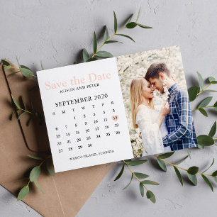 Blush Pink Wedding Save the Date Calendar Photo
