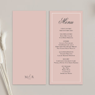 Blush Pink Wedding Script Dinner Menu