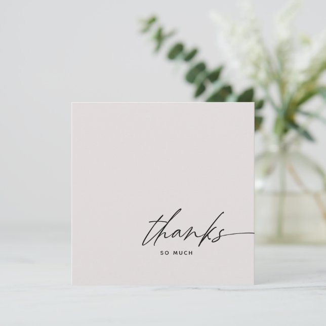 Blush Pink Wedding Script Thanks Thank You Card   (Standing Front)