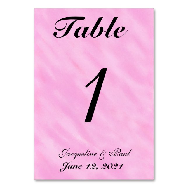 Blush Pink Wedding Table No. Cards (Front)