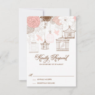 Blush Pink Whimsical Birdcages RSVP Card