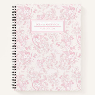 Blush Pink Whimsical Cupid & Cherry Blossom Notebook