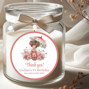 Blush Pink Whimsical Fairy Flowers Girl Birthday   Classic Round Sticker