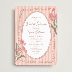 Blush Pink Whimsical Hand Painted Bridal Shower Invitation
