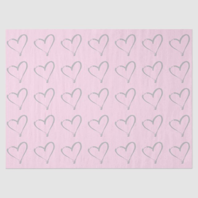 Blush Pink Whimsical Hearts Tissue Paper (Front)