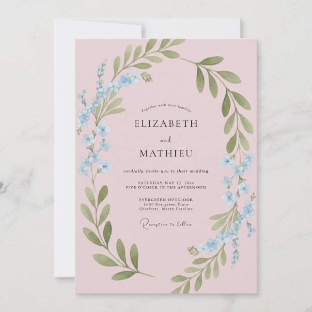 Blush Pink Whimsical Meadow Wedding Invitation (Front)