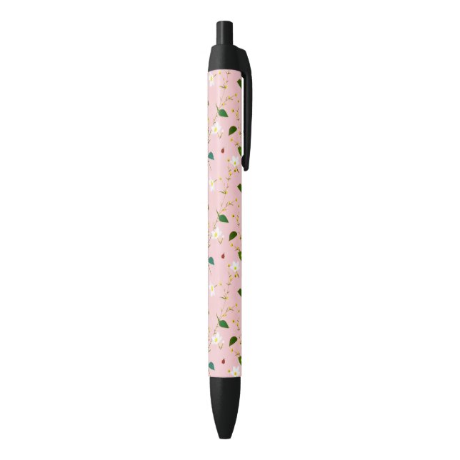 Blush Pink Whimsical Spring Flowers Blossom Black Ink Pen (Bottom (Vertical))